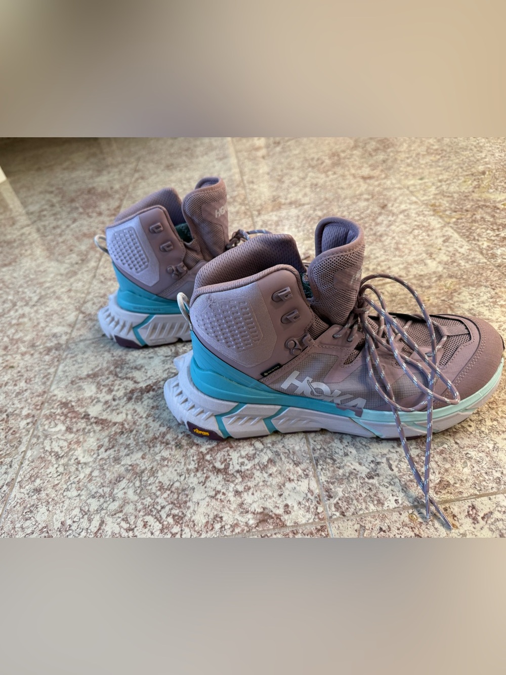 Hoka One One Women's Lavender Trail Lace-Up Boots with Teal Accents